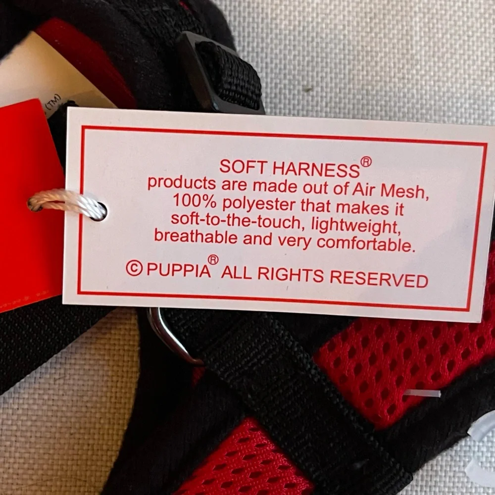 🆕Puppia Soft Adjustable Over-the-Head Red Mesh Dog Harness | Size XS